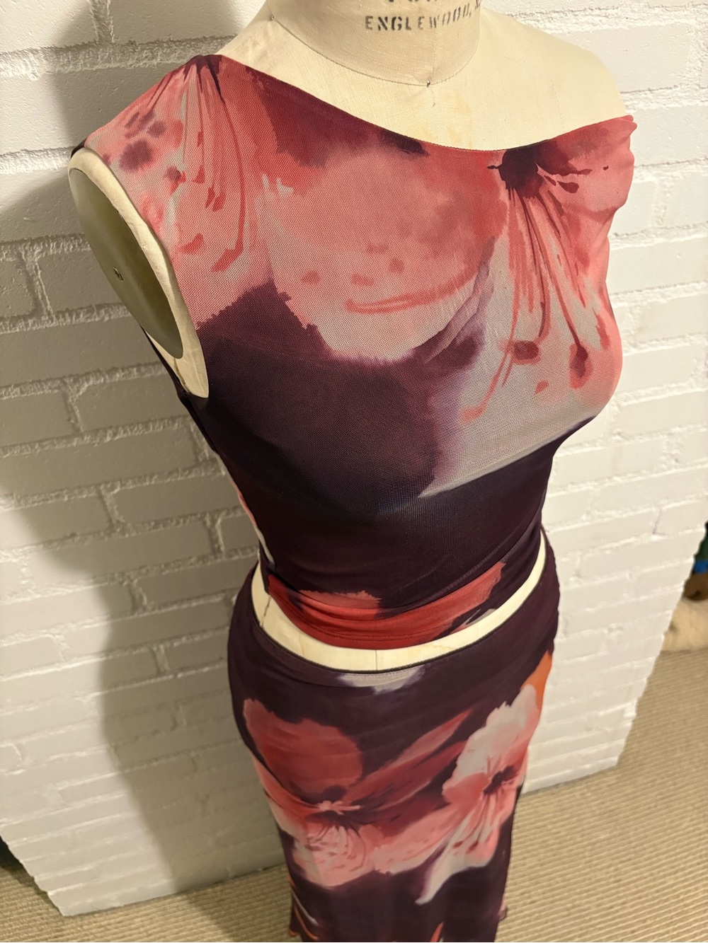 Stradivarius Floral Maxi Skirt w/ Sleeveless Top Bundle - Pink & Purple
